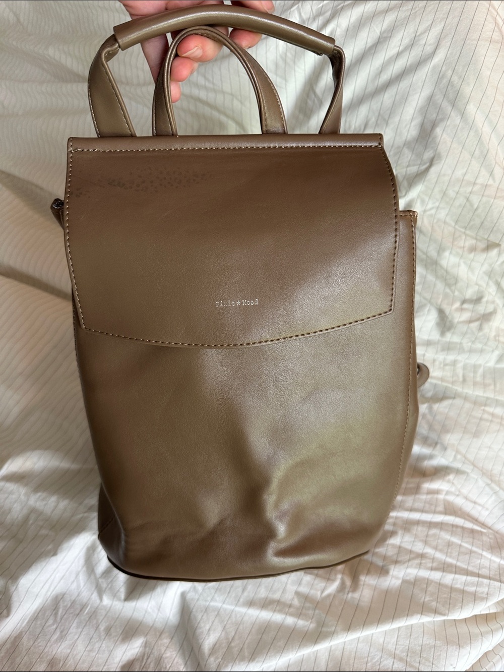 Pixie Mood - Minimalist Brown Vegan Leather Backpack Tote